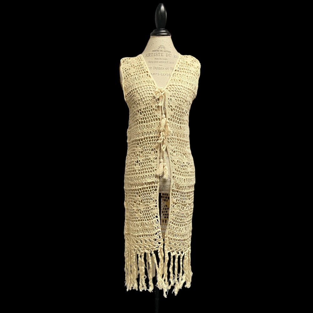 Muche et Muchette Crochet Knit Tassel One‎ Size Beachy Cover Up Coastal Country